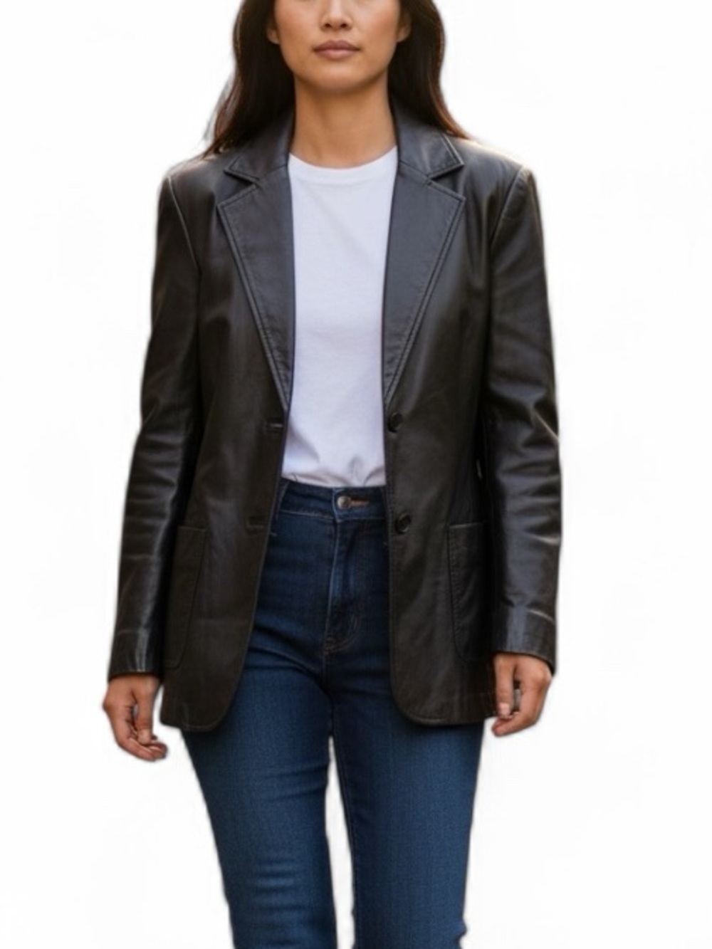 Metrostyle Black Leather Blazer Jacket